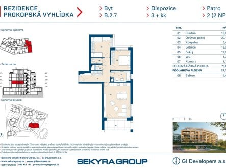 Prodej bytu, 3+kk, 76 m²