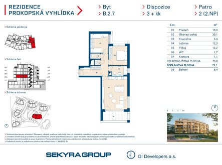 Prodej bytu, 3+kk, 76 m²