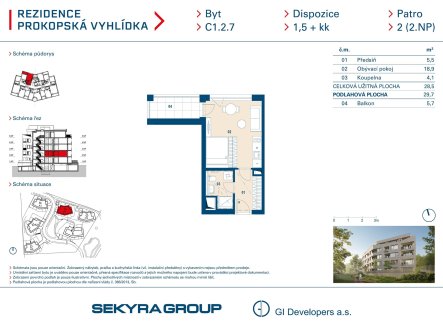 Prodej bytu, 1+kk, 29 m²