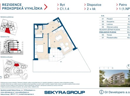 Prodej bytu, 2+kk, 51 m²