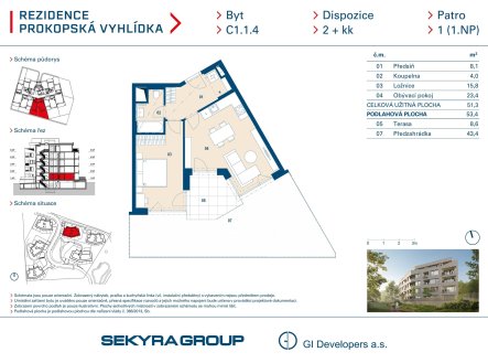 Prodej bytu, 2+kk, 51 m²