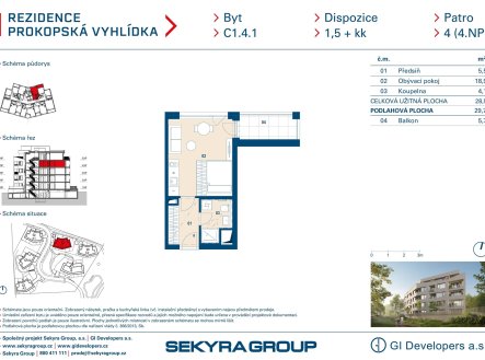 Prodej bytu, 1+kk, 29 m²