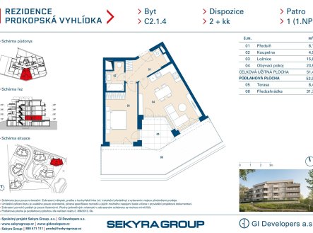 Prodej bytu, 2+kk, 51 m²