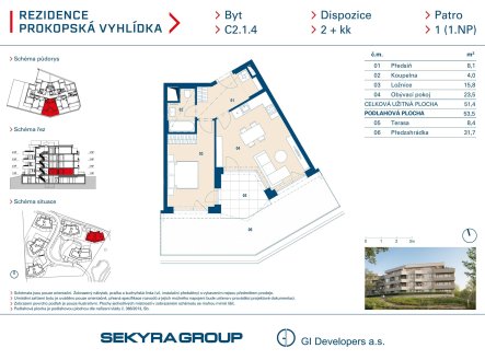 Prodej bytu, 2+kk, 51 m²