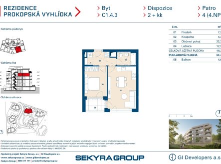 Prodej bytu, 2+kk, 47 m²