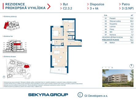 Prodej bytu, 3+kk, 76 m²