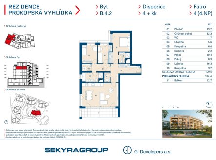 Prodej bytu, 4+kk, 101 m²