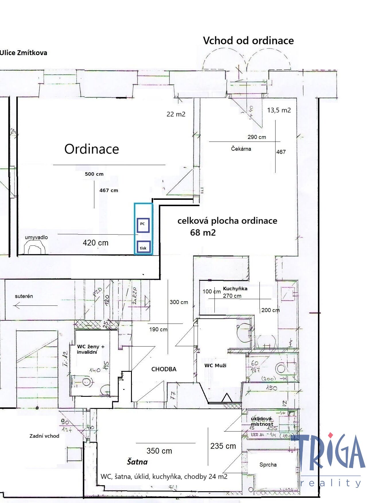 Jaroměř - Josefov: Pronájem prostoru, vhodného pro zdravotnické účely nebo veterinární ambulanci