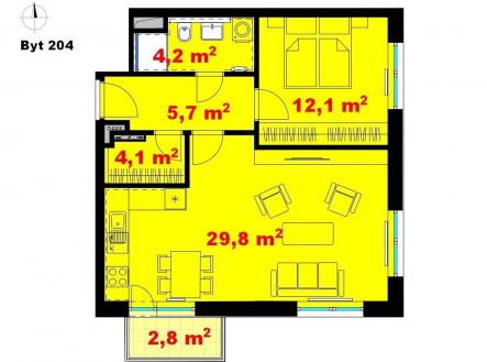 Prodej bytu, 2+kk, 56 m²