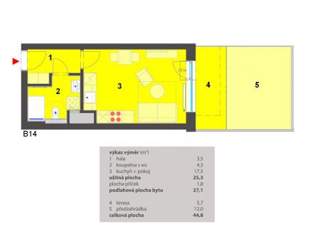 Prodej bytu, 1+kk, 27 m²