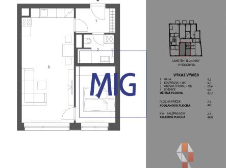 Prodej bytu, 2+kk, 46 m²