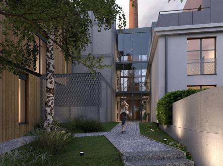 Východní vstup do budov E a D