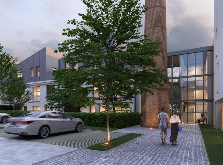 Pohled na vstup do budov D a E