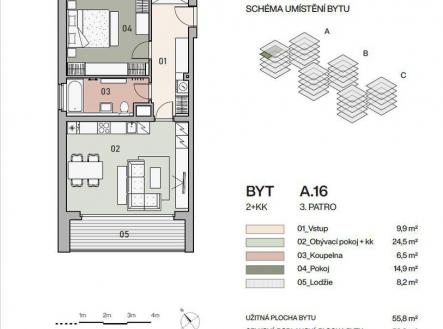 Prodej bytu, 2+kk, 59 m²