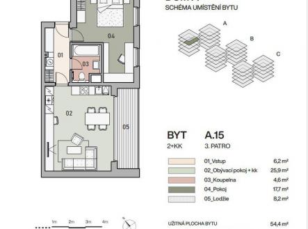 Prodej bytu, 2+kk, 57 m²