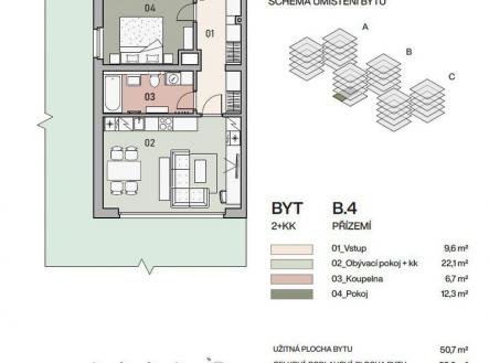 Prodej bytu, 2+kk, 53 m²