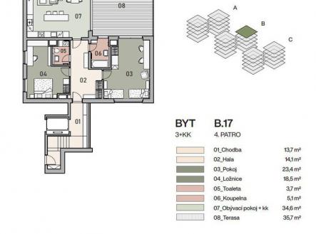 Prodej bytu, 3+kk, 118 m²