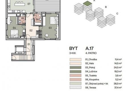 Prodej bytu, 3+kk, 119 m²