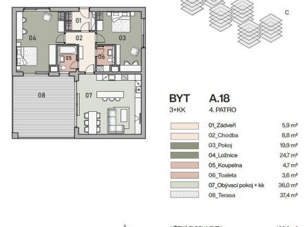 Prodej bytu, 3+kk, 108 m²