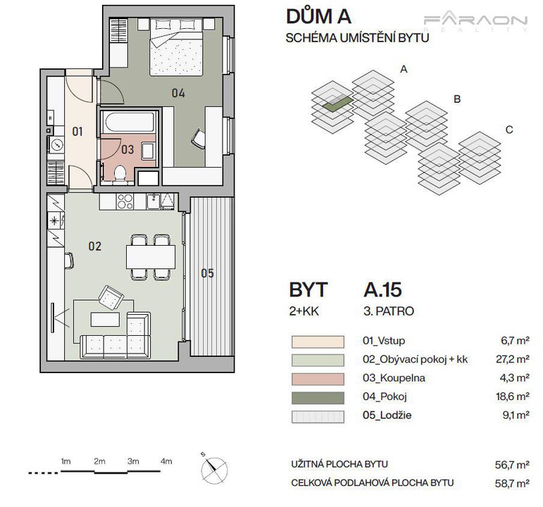 Prodej bytu 2+KK, 59 m2, sklep, parking, Vysočany