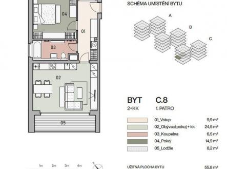 Prodej bytu, 2+kk, 60 m²