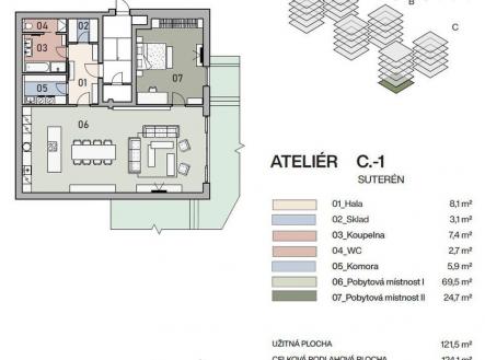 Prodej bytu, 2+kk, 124 m²