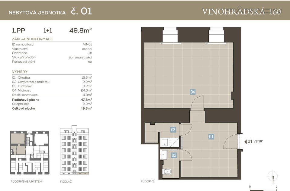 Prodej nebytové jednotky 1+1, Praha Vinohrady - Vinohradská 