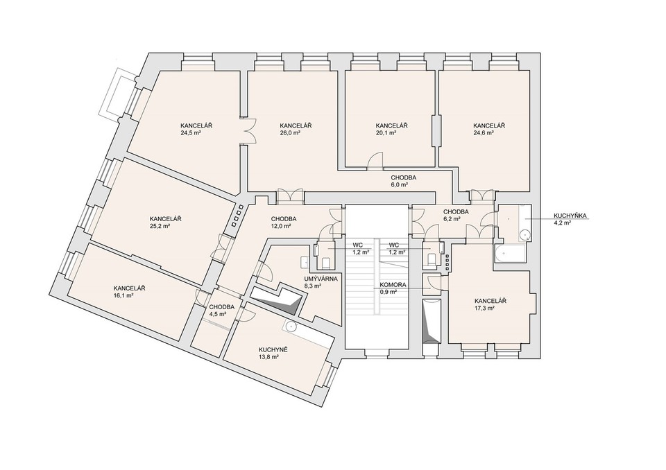 Pronájem reprezentativních kanceláří 212m2, Praha 1-Nové Město, ul. Na Struze