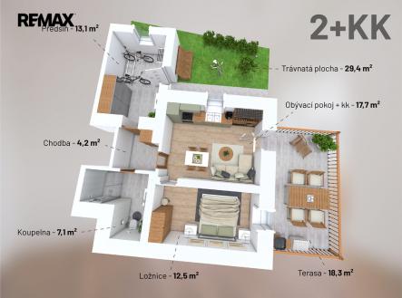Prodej bytu, 2+kk, 104 m²