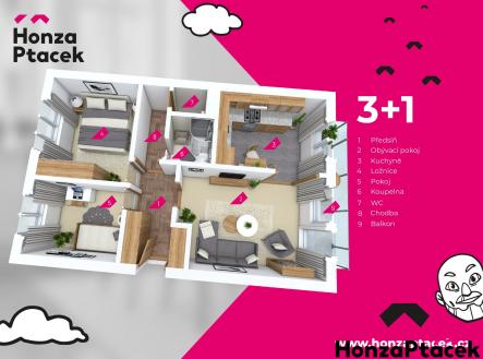 Prodej bytu, 3+1, 60 m²