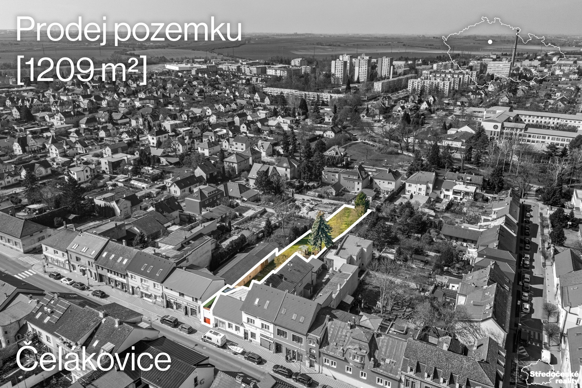 pohled na pozemek 