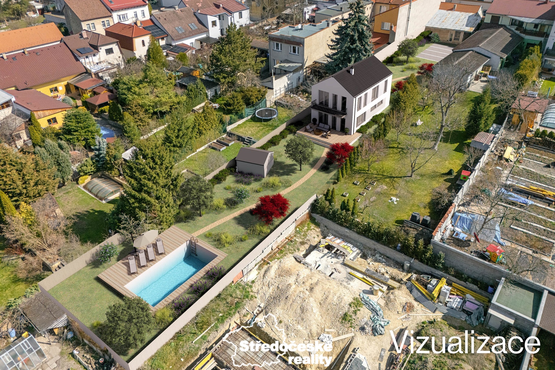 vizualizace stavby na pozemku