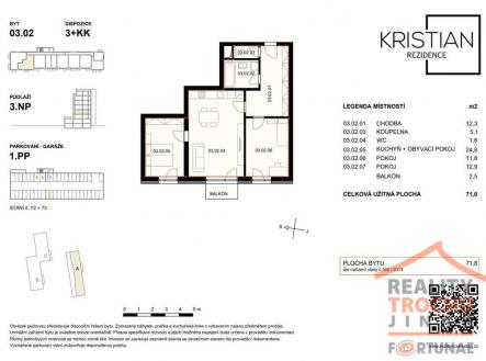 Prodej bytu, 3+kk, 71 m²