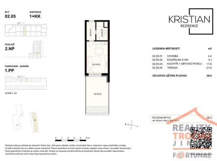 Pronájem bytu, 1+kk, 49 m²
