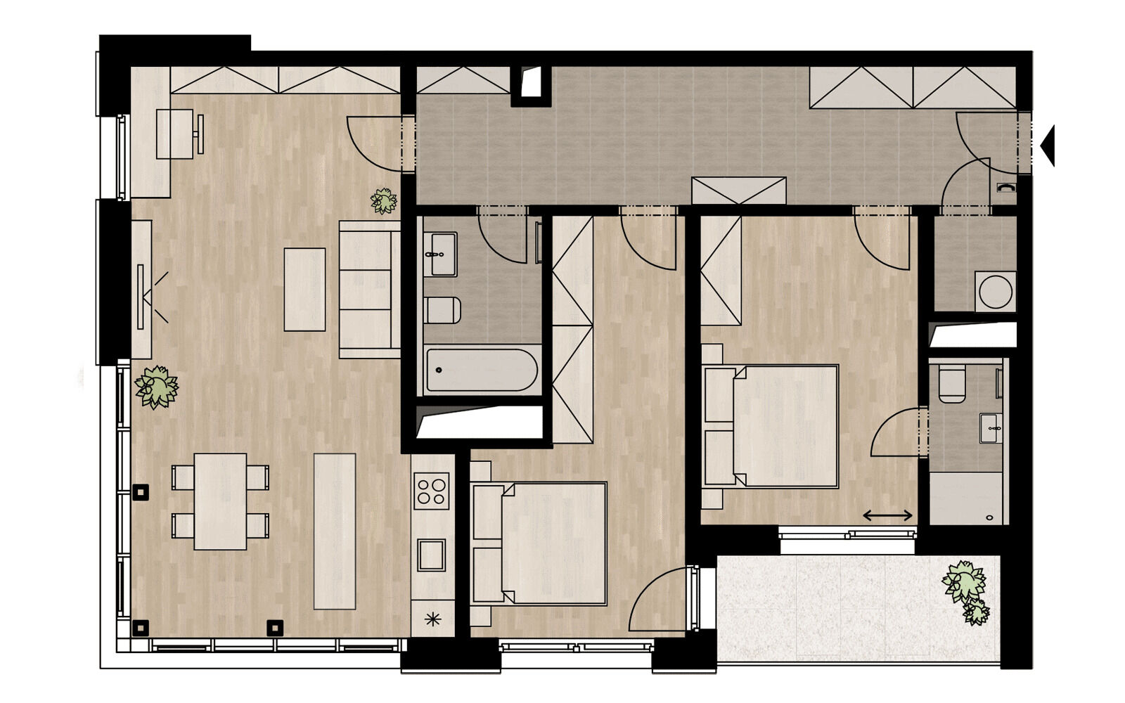 Rezidence Radimova, byt 3+kk 99,4 m2, lodžie 6,5 m2