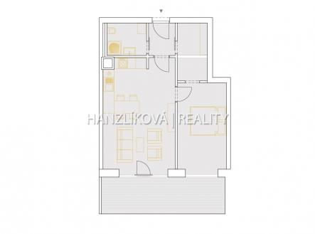 Pronájem bytu, 2+kk, 54 m²