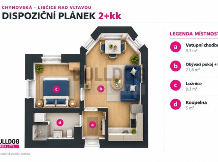 Pronájem bytu, 2+kk, 39 m²