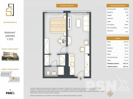 Prodej bytu, 2+kk, 49 m²