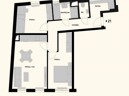 Prodej bytu, 3+kk, 74 m²