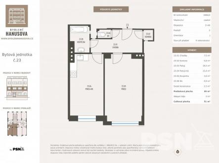 Prodej bytu, 2+kk, 49 m²