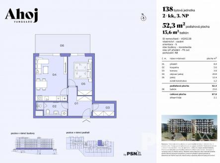 Prodej bytu, 2+kk, 52 m²