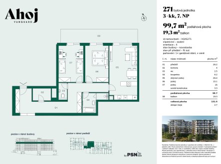 Prodej bytu, 3+kk, 132 m²