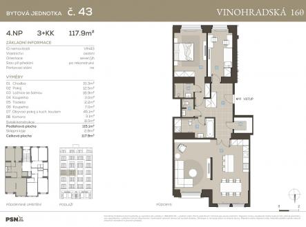 Prodej bytu, 3+kk, 118 m²