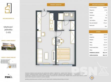 Prodej bytu, 2+kk, 48 m²