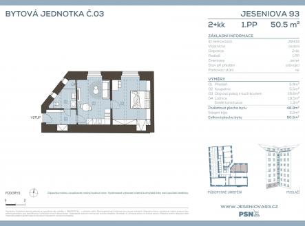 Prodej bytu, 2+kk, 52 m²