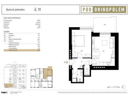 Prodej bytu, 2+kk, 58 m²