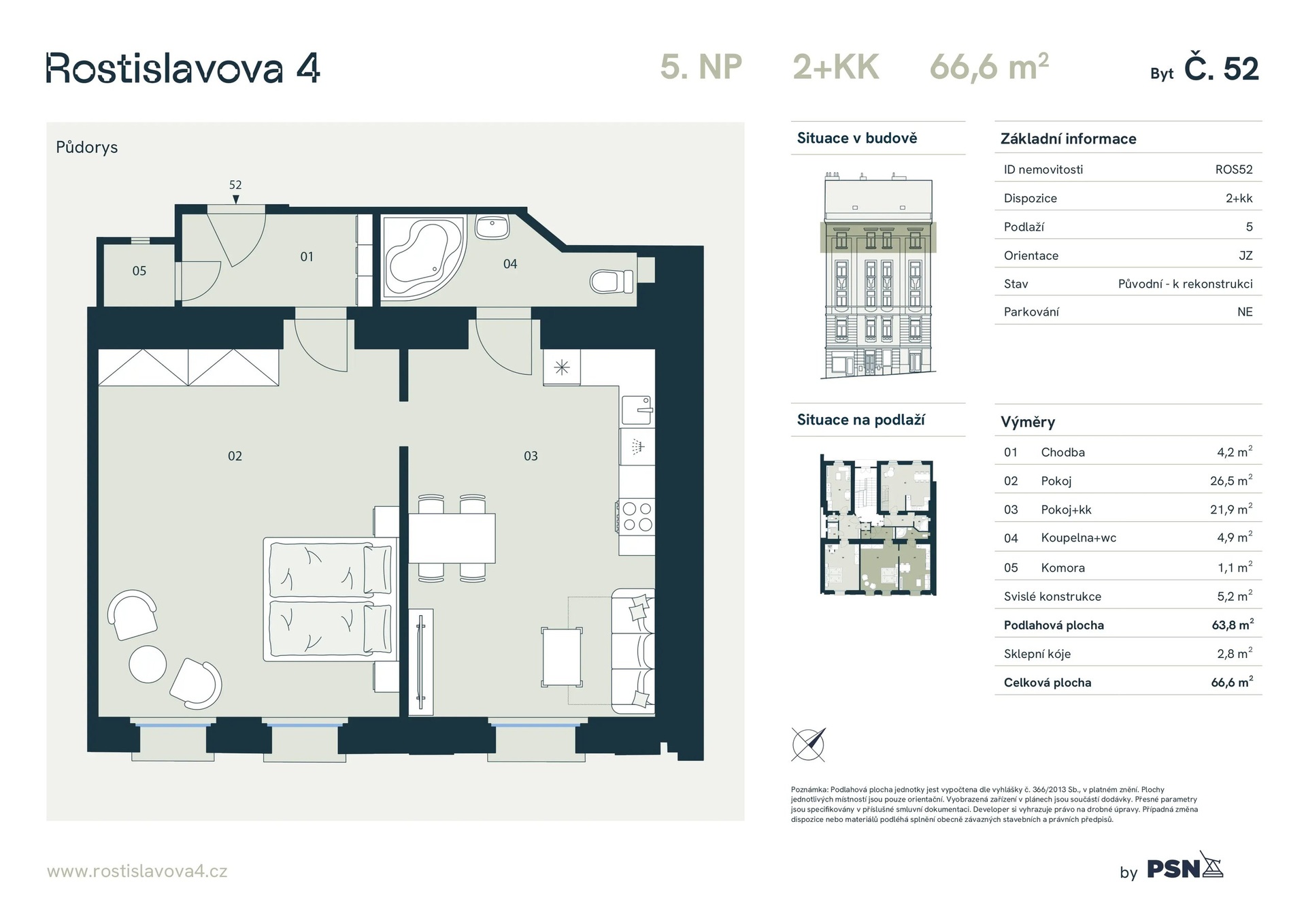 Prostorný byt 2+kk v Nuslích 