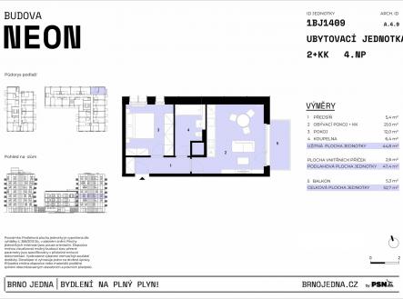 Prodej bytu, 2+kk, 53 m²