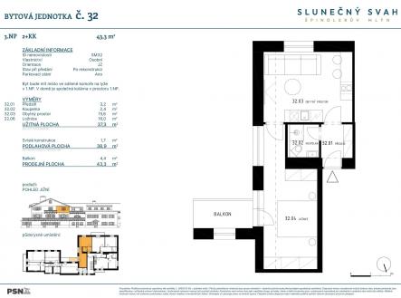 Prodej bytu, 2+kk, 43 m²