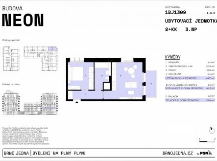 Prodej bytu, 2+1, 52 m²